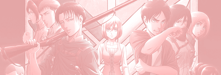 A postser of the Attack On Titan anime with three main characters of the series